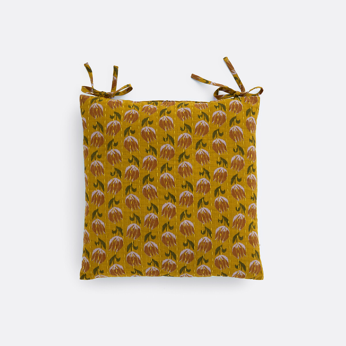 Galette de chaise carrée, en gaze de coton, imprimé Ikat, ASTI multicolore, LA REDOUTE INTERIEURS
