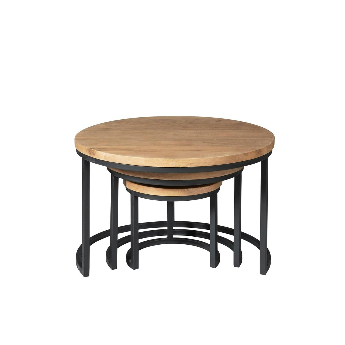 Table basse gigogne ronde en bois clair (lot de 3) RIVANO bois naturel, PIER IMPORT