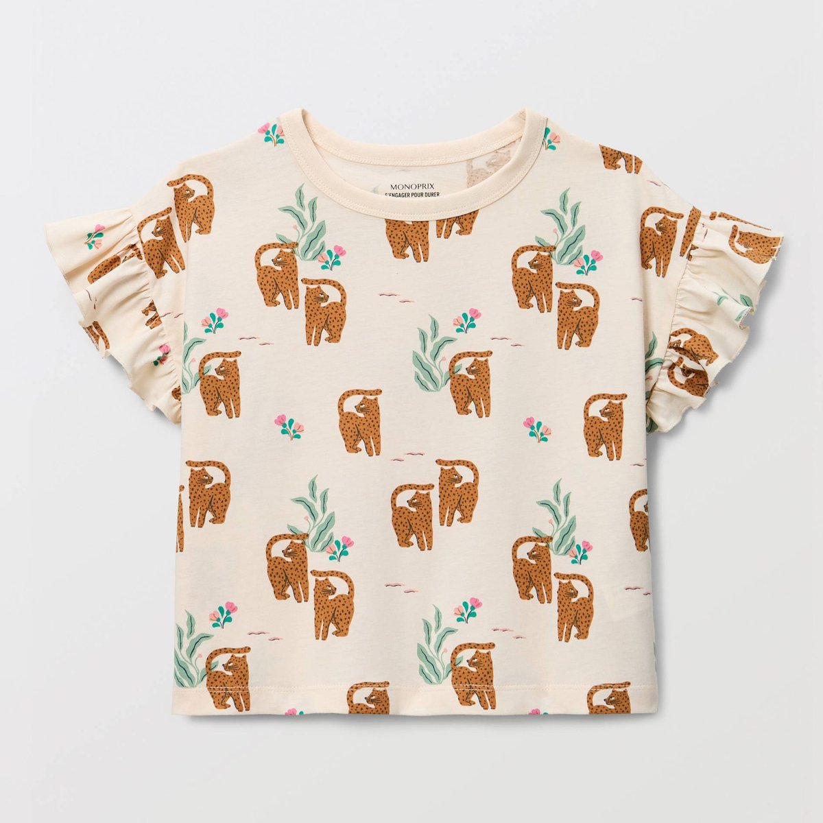 T-Shirt imprimée en coton amaretti, MONOPRIX