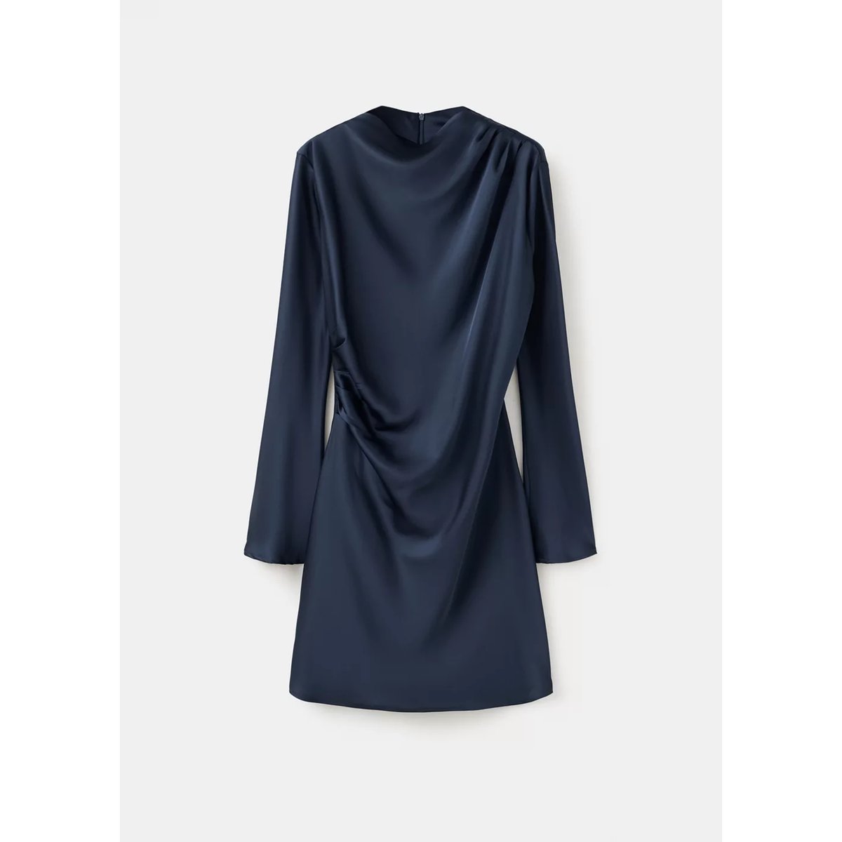 Robe satinée drapée bleu marine, MANGO