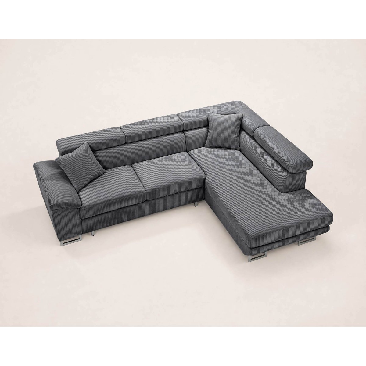 Canapé d'angle droit 5 places convertible, BAOJI gris, BEST MOBILIER