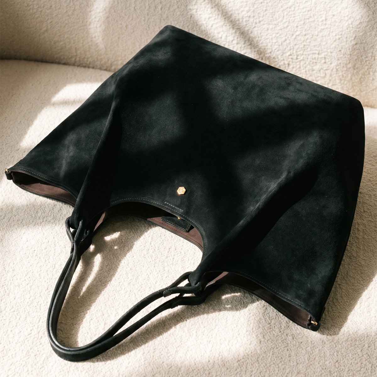 Sac cabas Sybil cuir daim noir, JULES & JENN