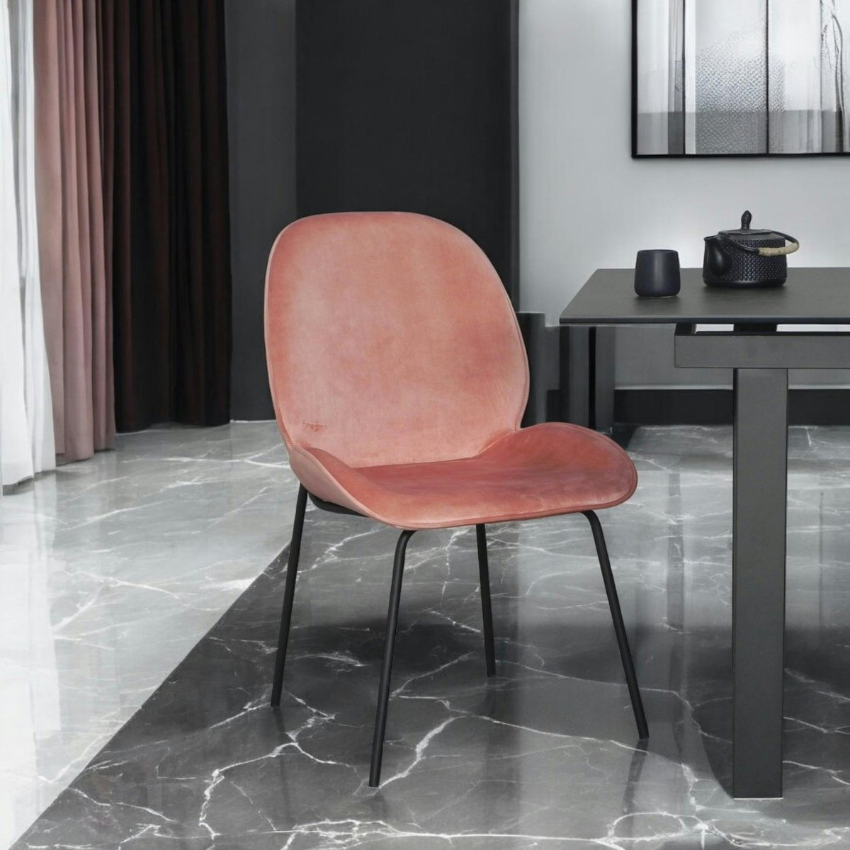 Chaise contemporaine en velours (lot de 2) FLORENCE rose, PIER IMPORT