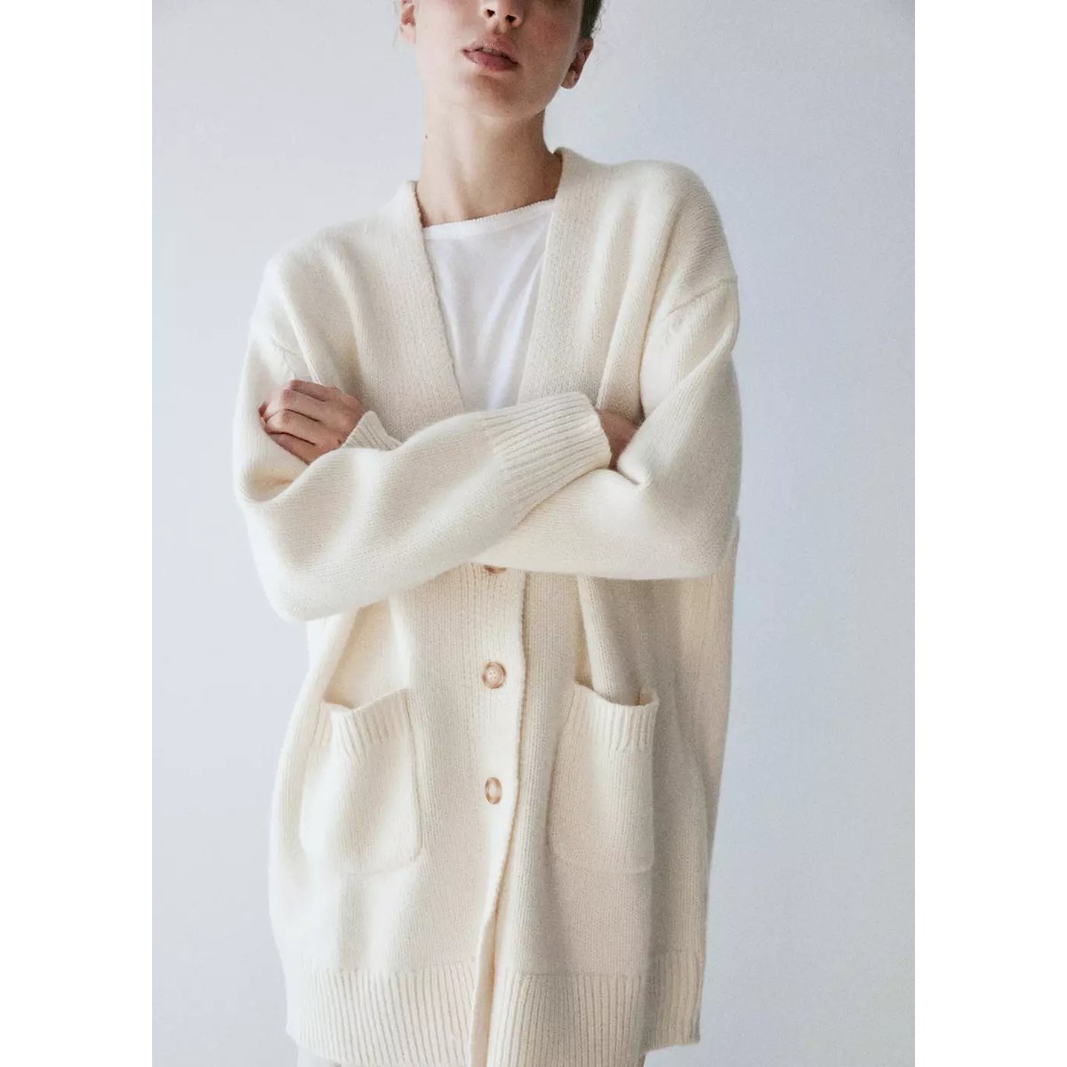 100% wool oversized sweater ivoire, MANGO