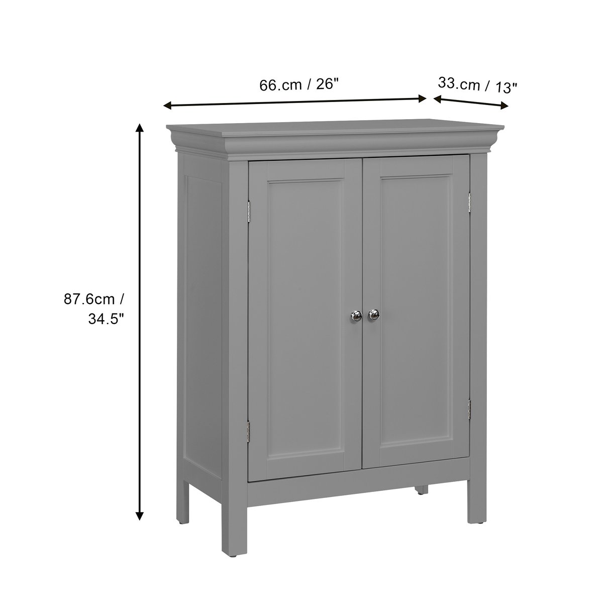 Meuble Bas Rangement Salle Bain STRATFORD gris, TEAMSON HOME