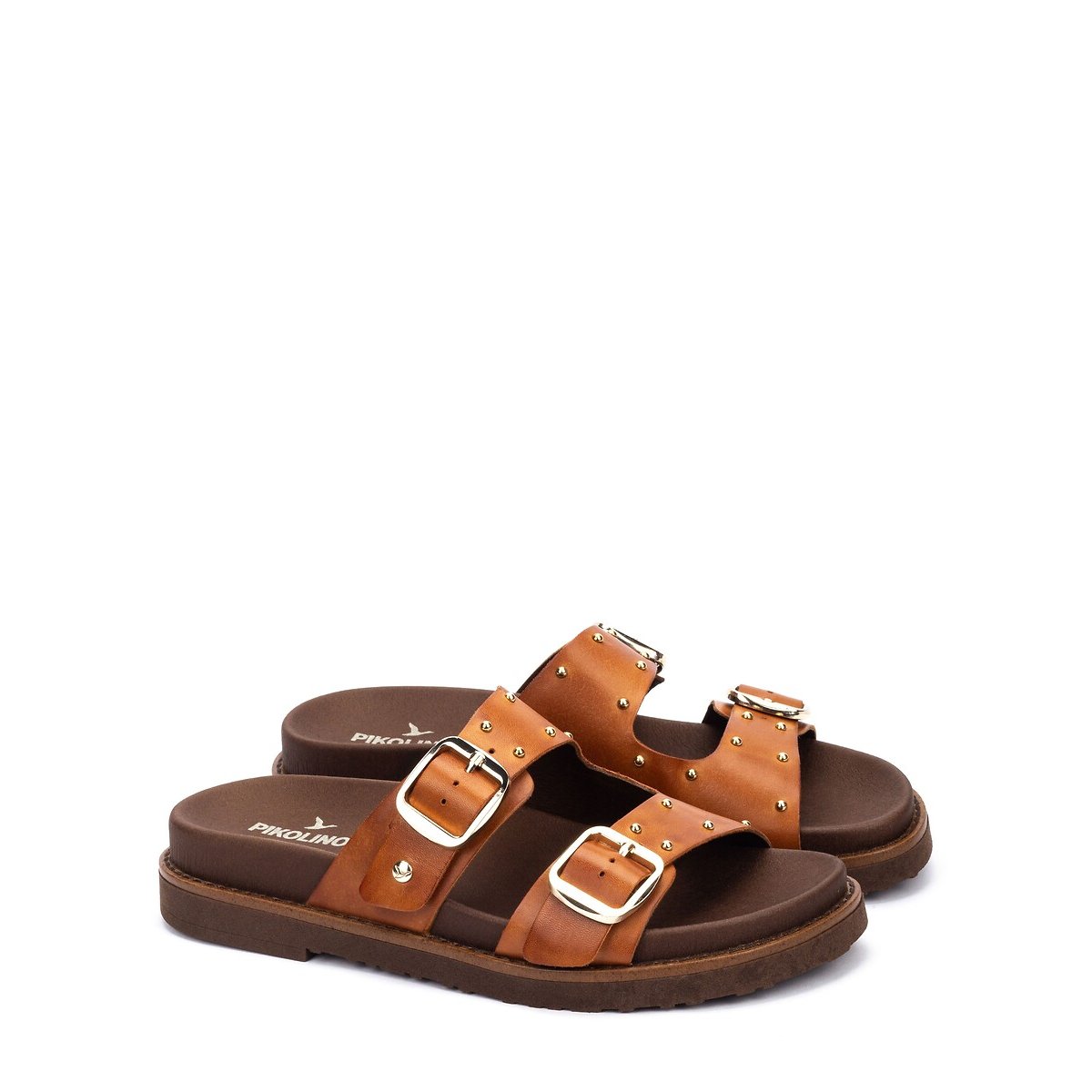 Mules en cuir Aitana cognac, PIKOLINOS