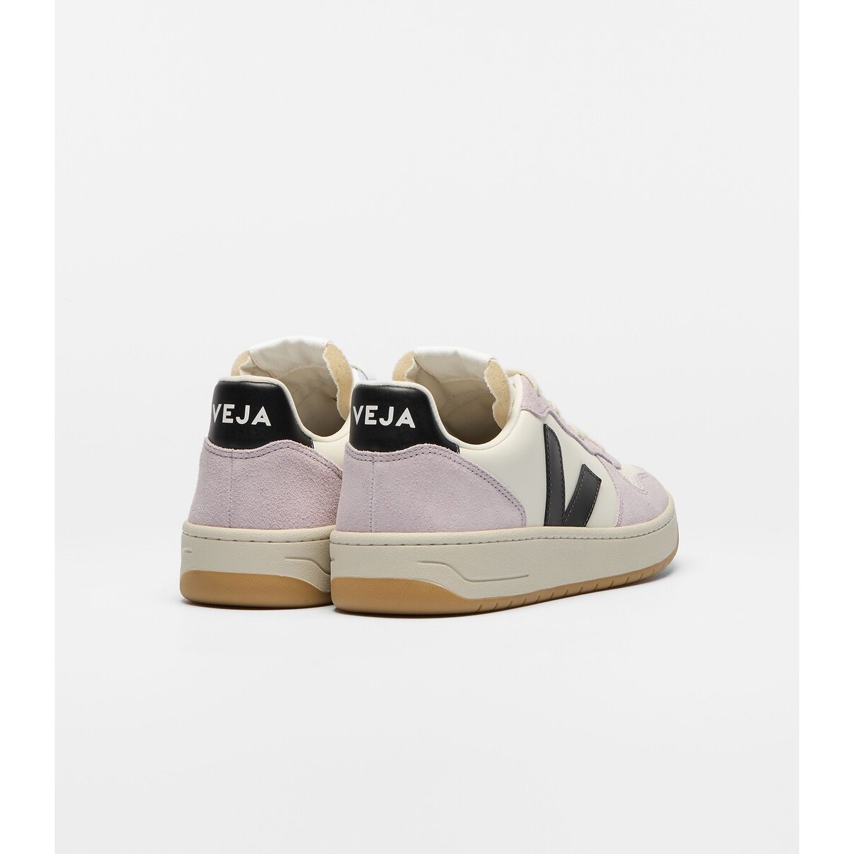 Baskets en cuir V-10 PRIME blanc/parme, VEJA