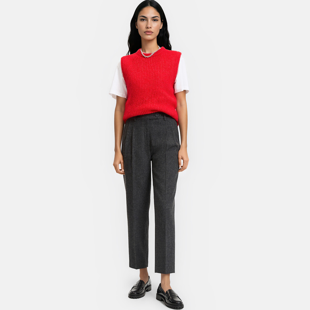 Pantaloni a sigaretta, con pinces antracite, LA REDOUTE COLLECTIONS