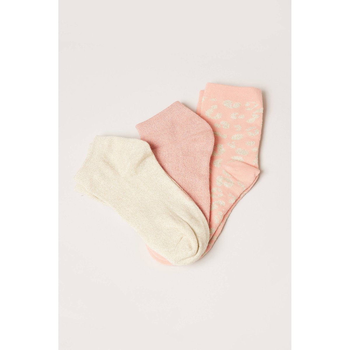 Lot de 3 paires de chaussettes femme en coton motif léopard LEOLA peach, DEELUXE