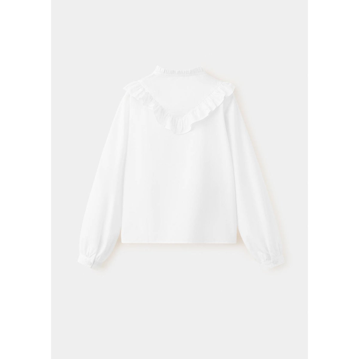Chemise coton volantée blanc, MANGO KIDS