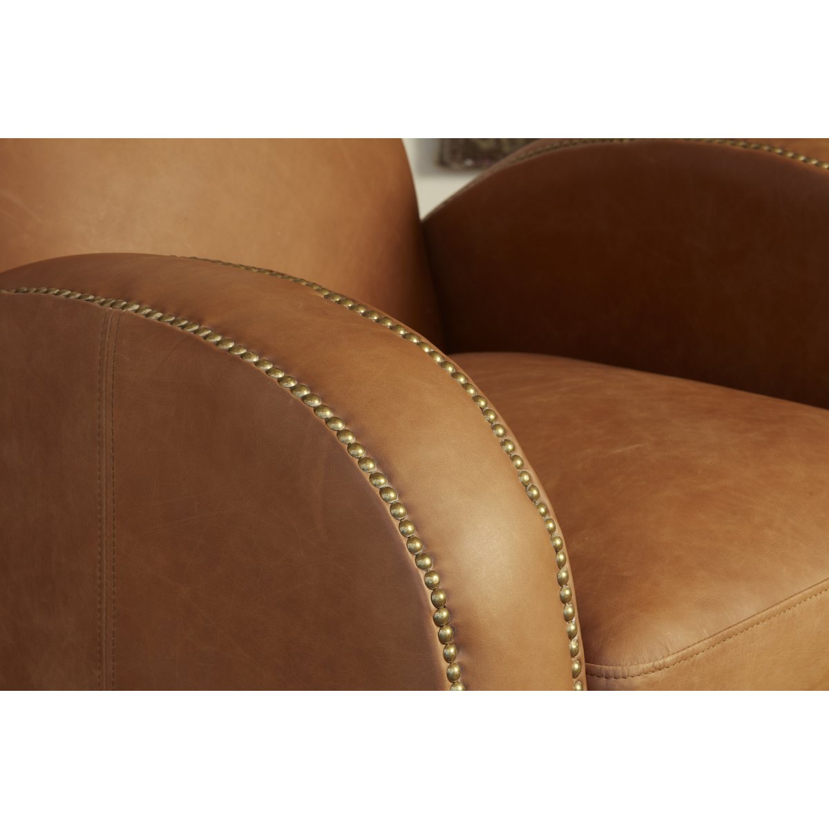 Fauteuil club en cuir ROCKEFELLER marron clair, PRODUIT INTERIEUR BRUT