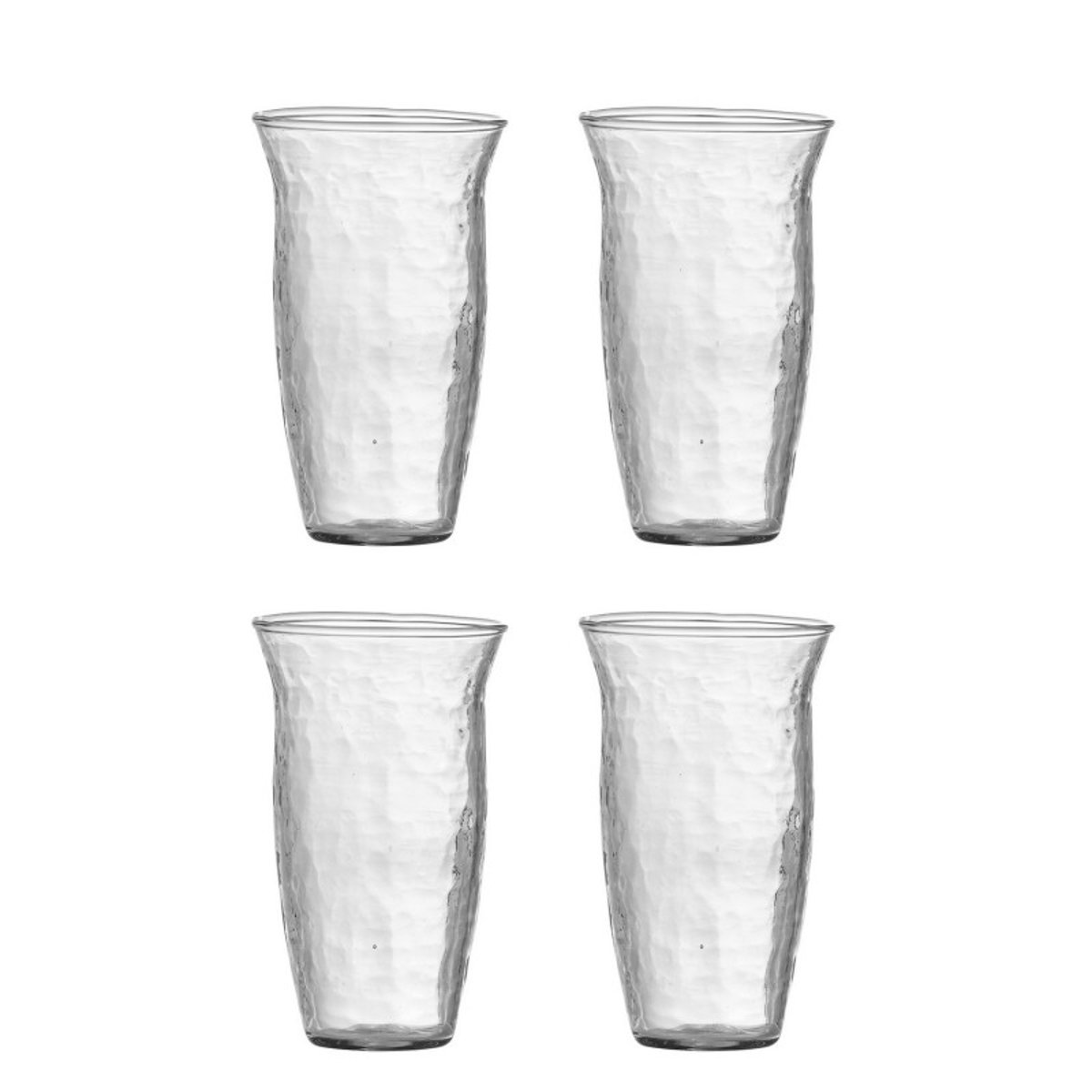 Verre à eau recyclé martelé  Asha set de 4 transparent, BLOOMINGVILLE