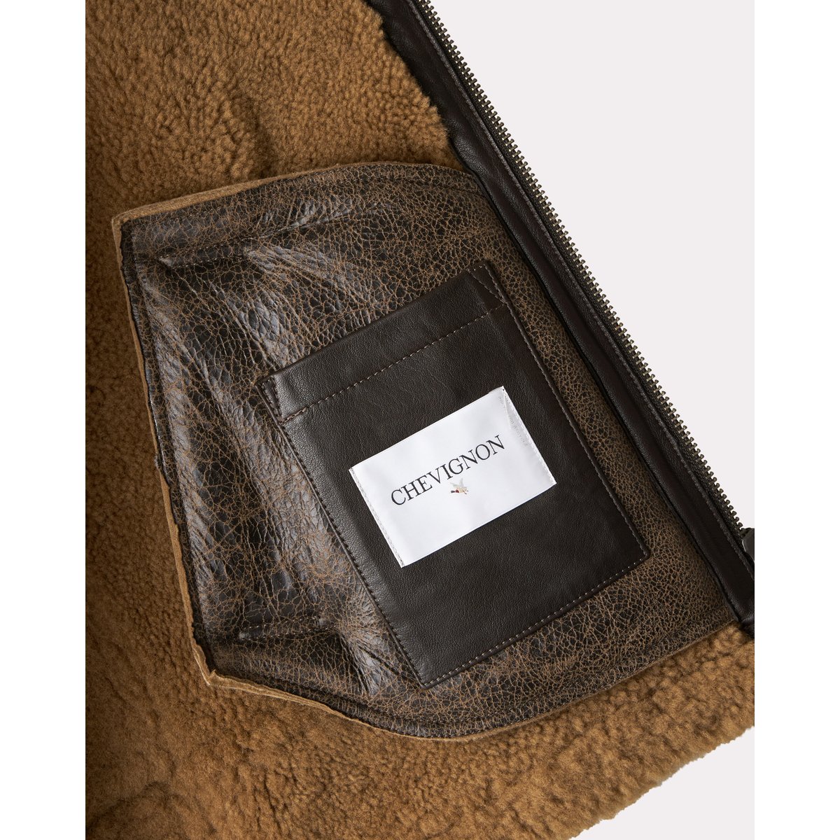 Blouson bombardier en cuir BOMBARDIER CRACK marron, CHEVIGNON