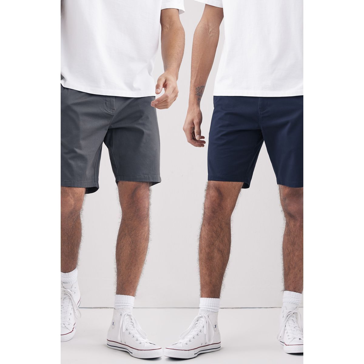 Short Chino Droit Stretch bleu/gris, NEXT