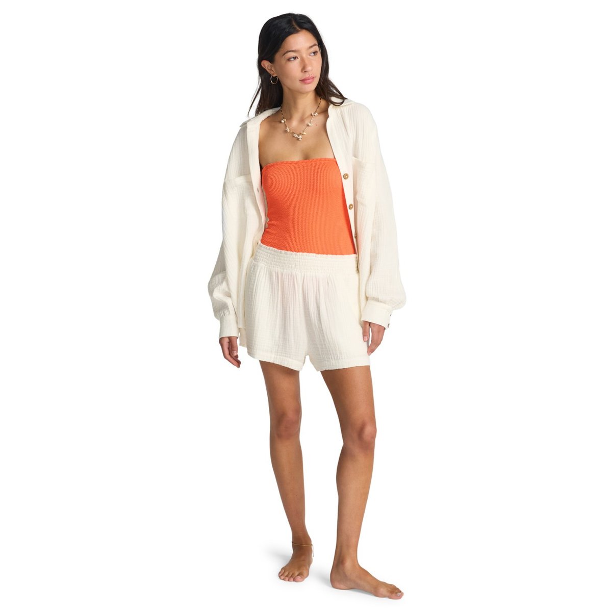 Short avec taille élastique IN THE WAVES blanc salt crystal, BILLABONG