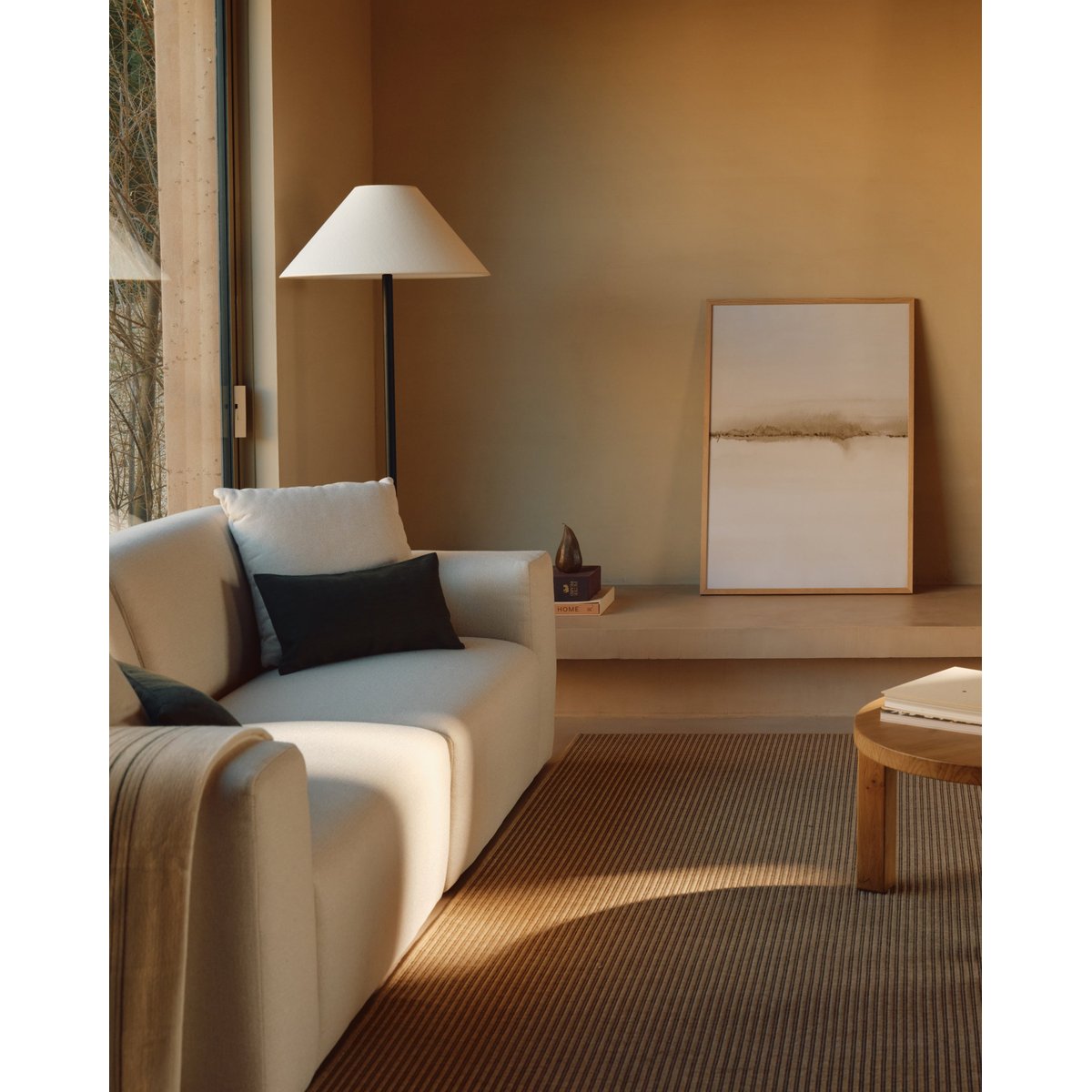 Canapé beige en tissu de polyester recyclé - ENZO beige, HANNUN