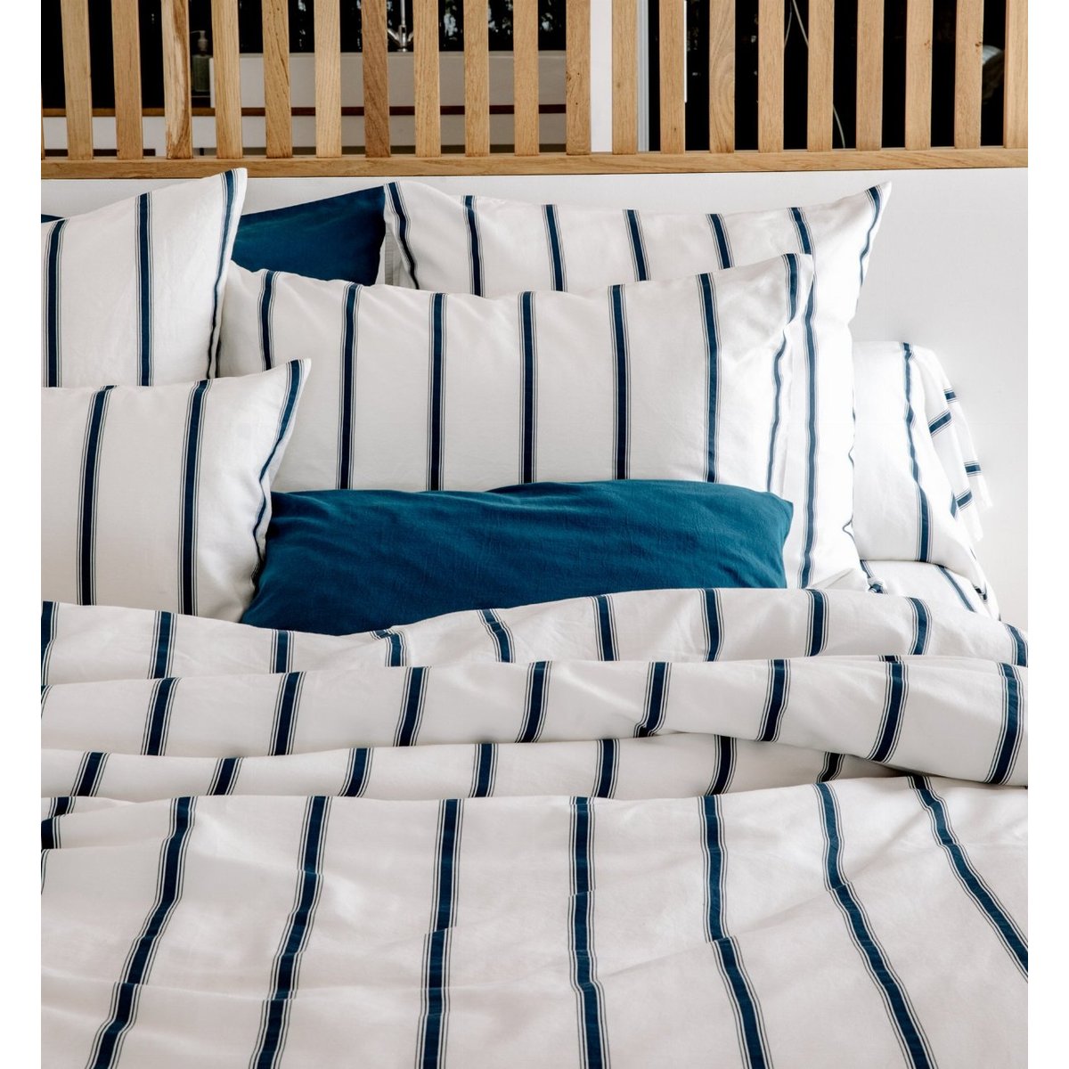 Taie de traversin Coton Bio Rayé BAÏA baïa bleu nuit, KADOLIS