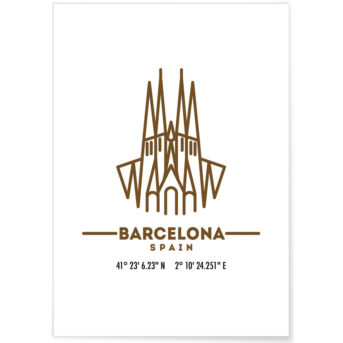 Poster Coordonnées Barcelone blanc, L'AFFICHERIE