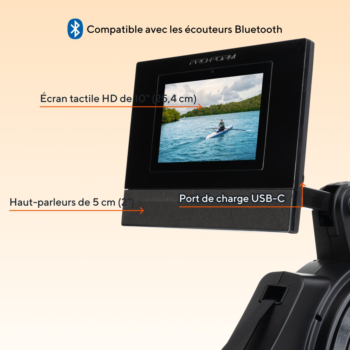 Rameur Carbon Pro10 / Écran 10'' tactile HD noir, PROFORM FITNESS