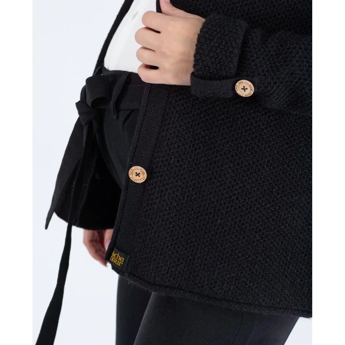 Cardigan de grossesse en maille Abelha noir, CACHE COEUR