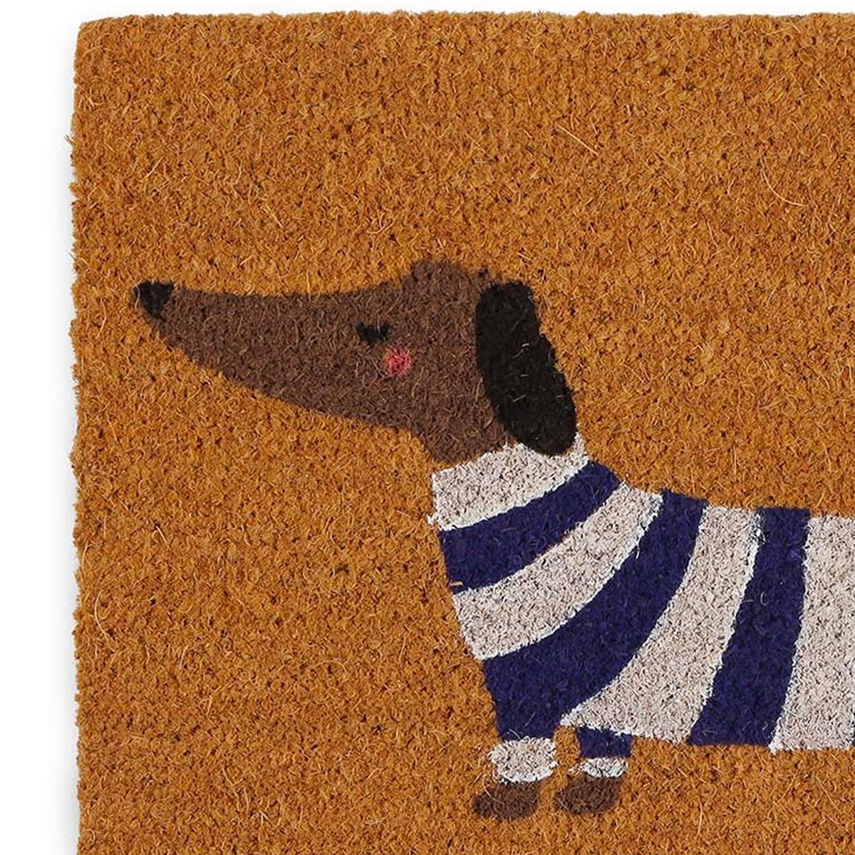 Paillasson coco chien pull rayé 60x40x2cm marron, WADIGA