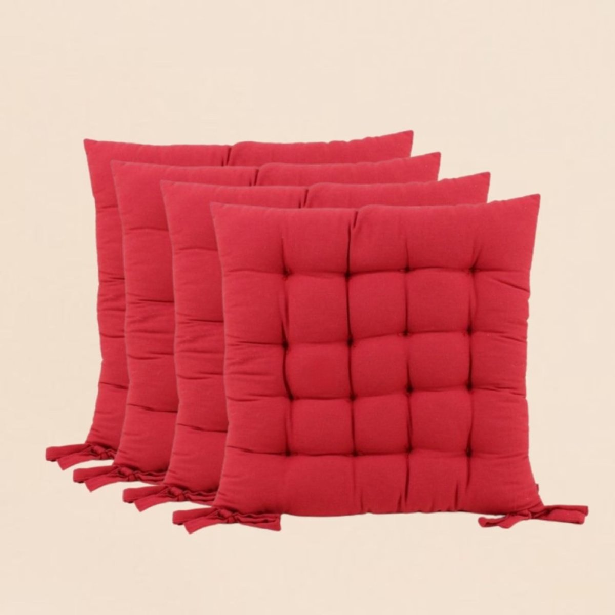 Lot de 4 galettes de chaise 40x40cm rouge, ORNAMI