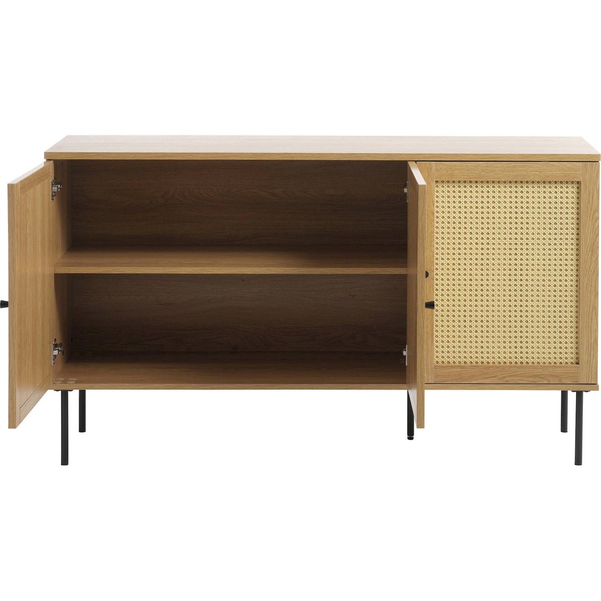 Buffet 3 portes effet cannage MOGEST beige et noir, RECOLLECTION