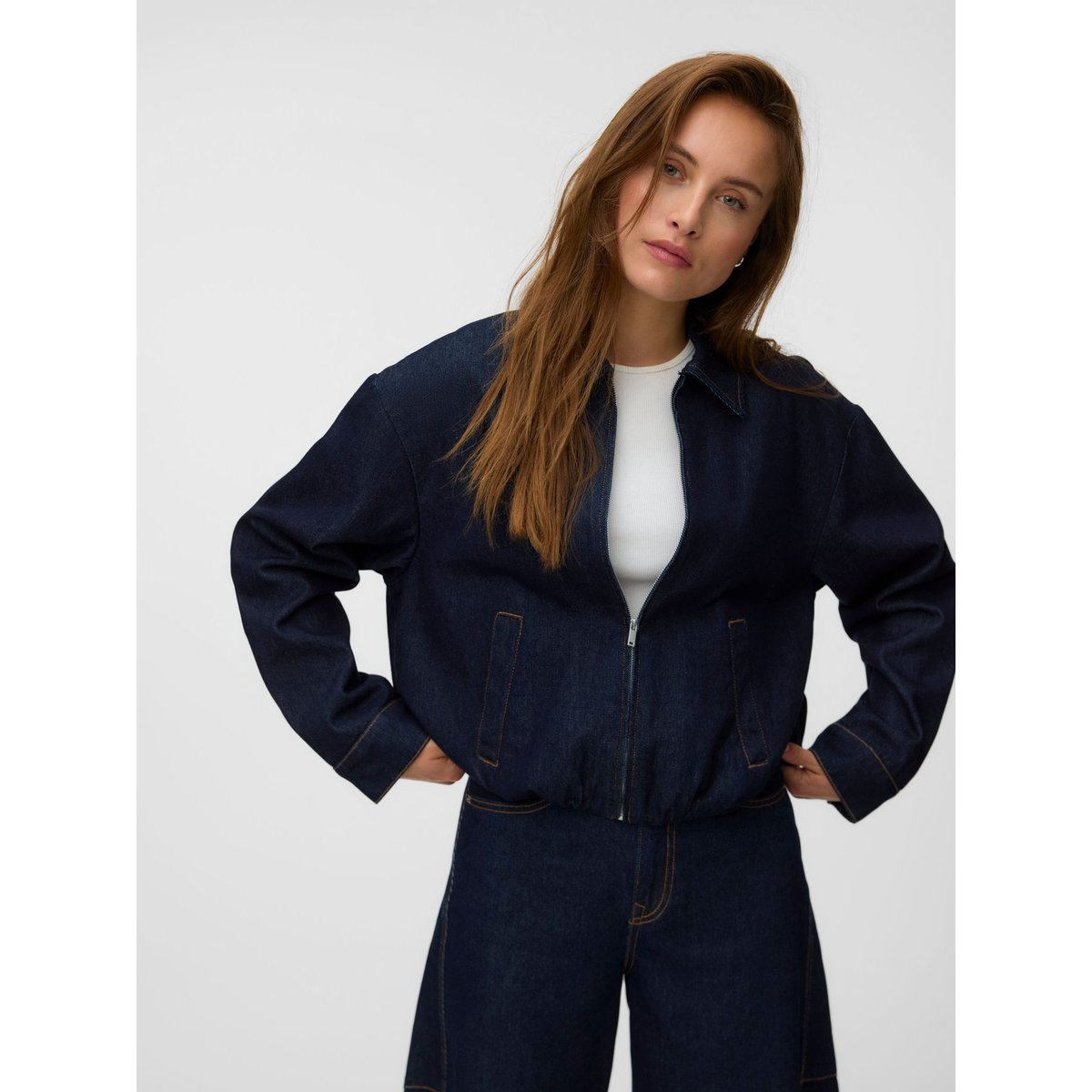 Veste Bomber dark blue denim, VERO MODA