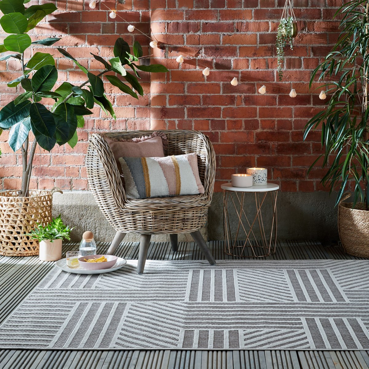 Tapis intérieur extérieur moderne BLOCO beige, NOVATREND