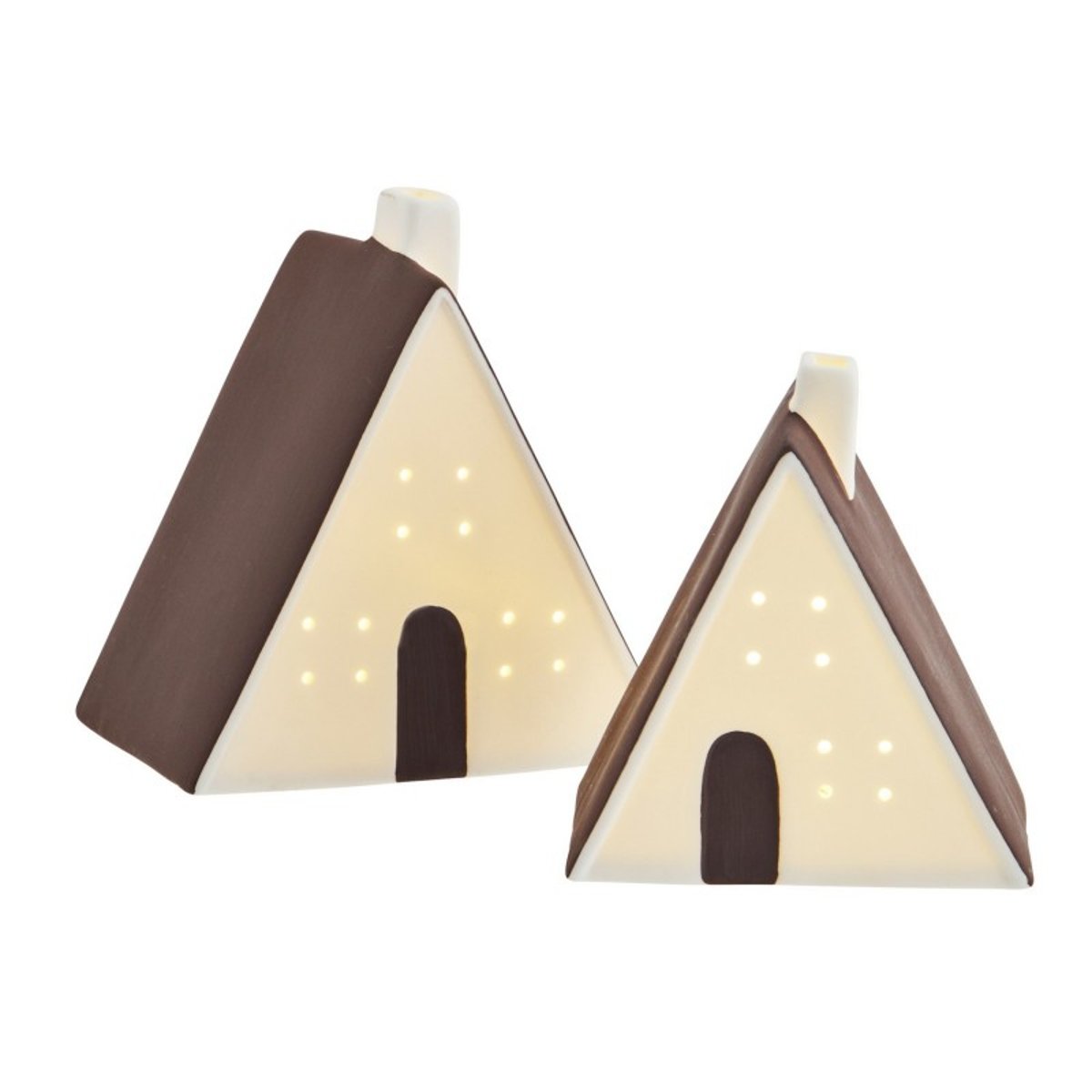 Petites maisons porcelaine led set de 2 blanc, MADAM STOLTZ