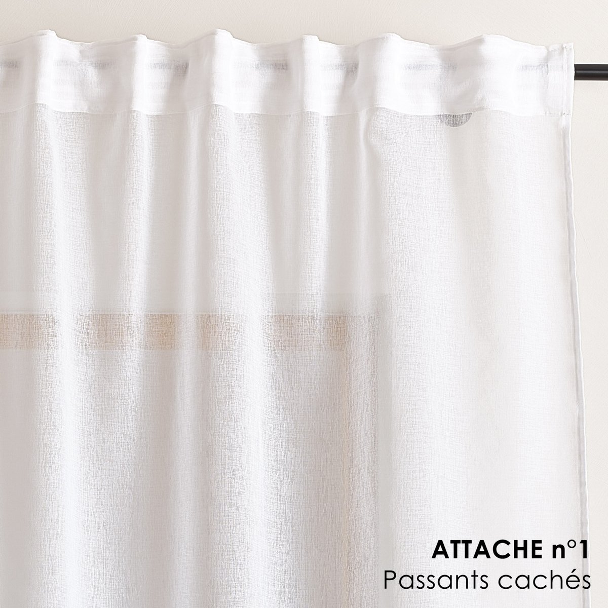 Voilage accroche 3-en-1 bicolore LUZ - QABANE blanc, HOME MAISON