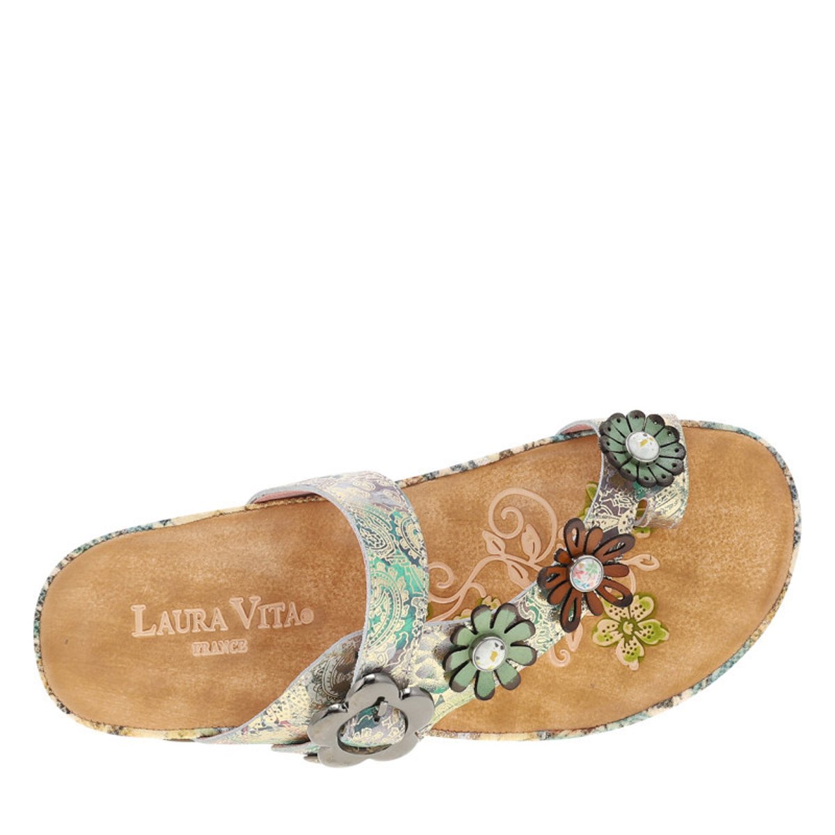 Mules en cuir beiges à semelle plat avec un soufflets élastiqués beige, LAURA VITA