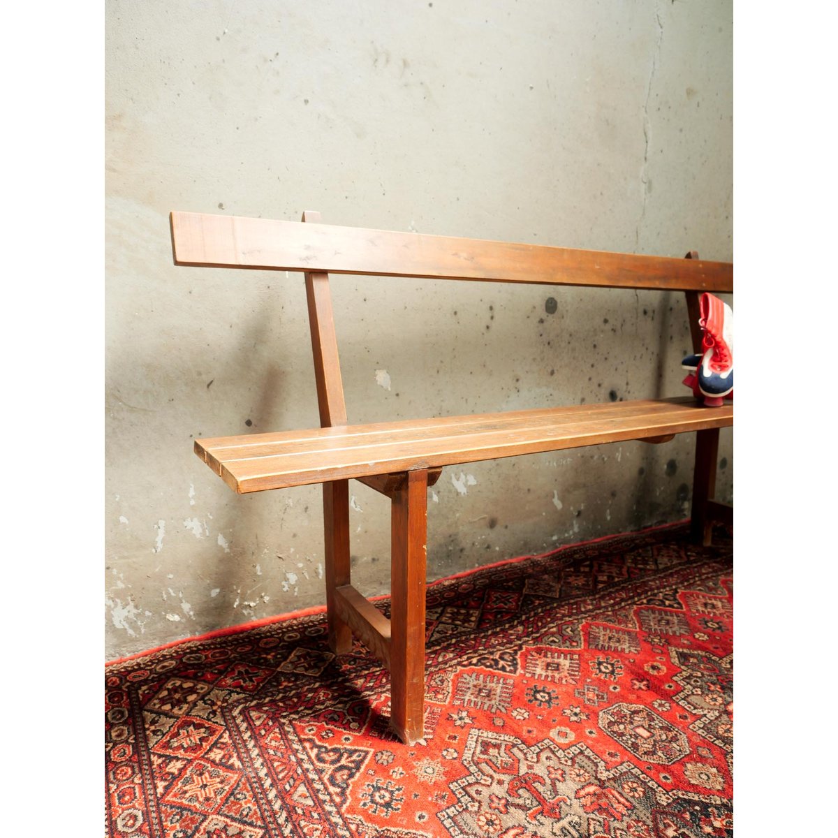 Banc en bois Antoine N°439 - Bon état bois foncé, DEBONGOUT