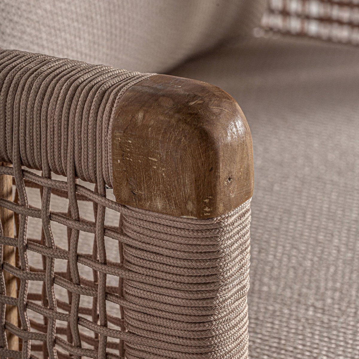 Chaise longue bohème S.TRENA en bois beige et bois brun, RECOLLECTION