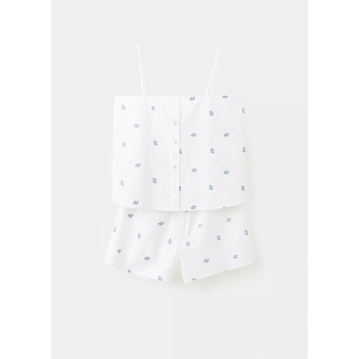 Pyjama complet 100 % coton à imprimé floral blanc, MANGO