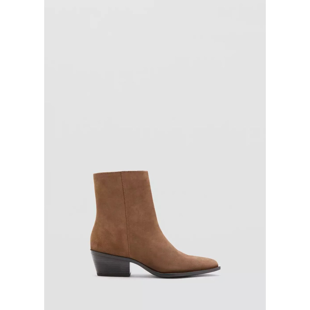 Bottine talon suède marron moyen, MANGO