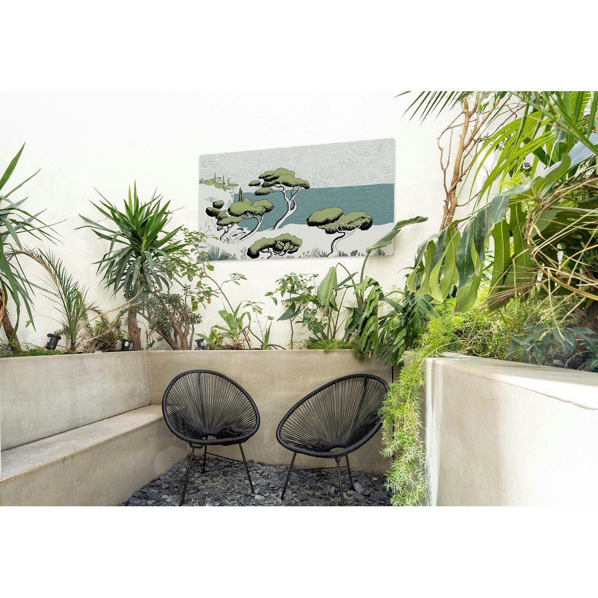 Tableau extérieur calanques, 120x80 cm noir, ACTE DECO