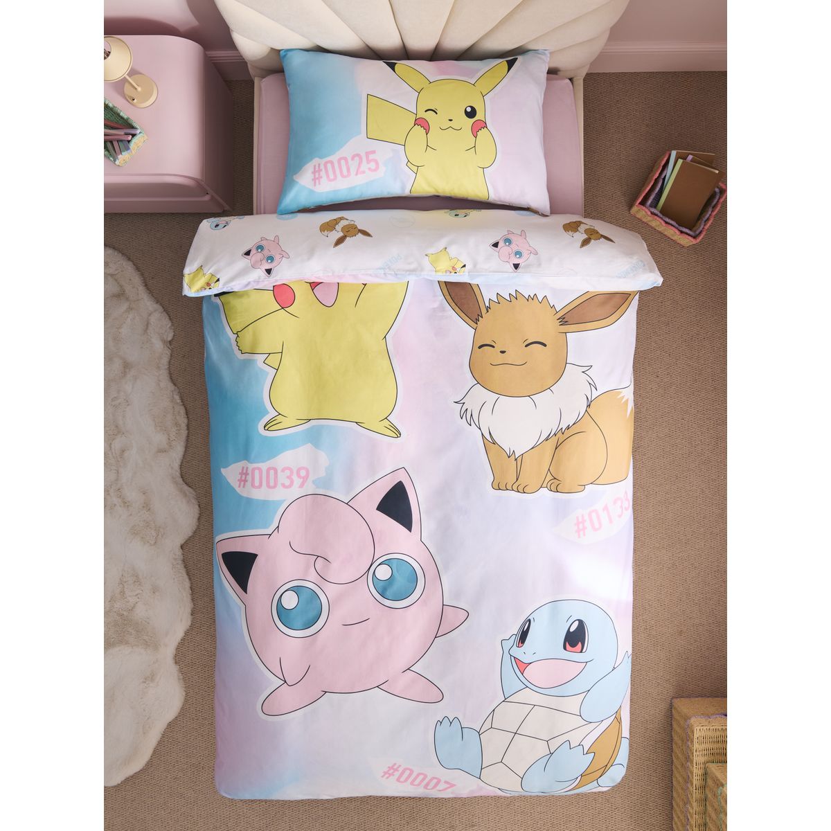 Housse de couette et taie d'oreiller pokémon rose ombre, NEXT