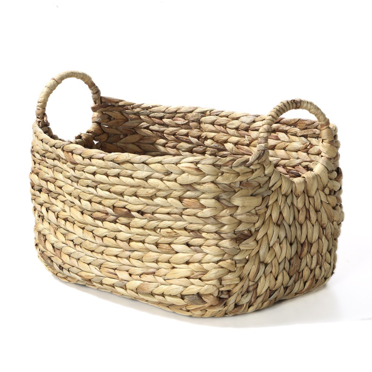 Panier en Jacinthe d'eau avec poignées - L46xP27xH27 beige, CALICOSY