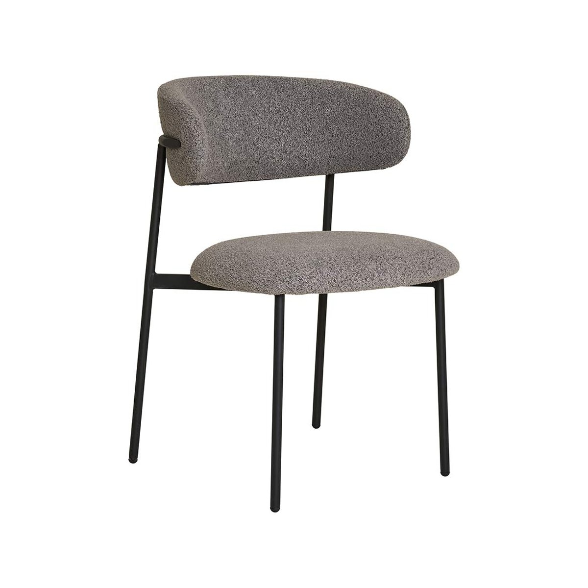 Lot de 2 chaises en tissu bouclette, ERICA gris, BEST MOBILIER