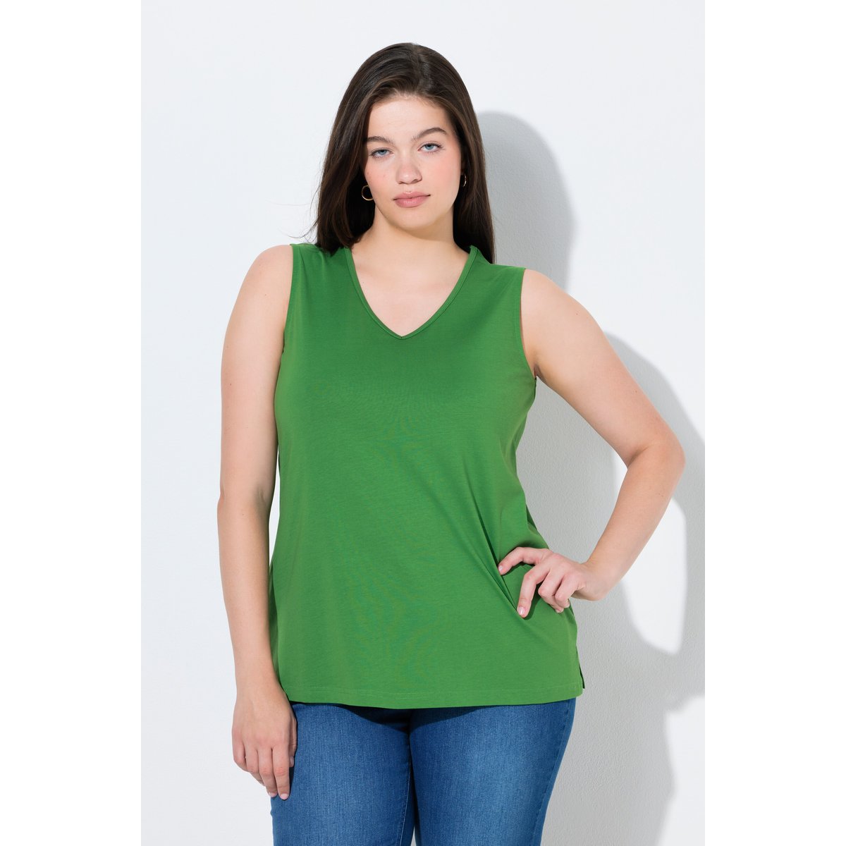 Débardeur en coton bio vert mousse, ULLA POPKEN