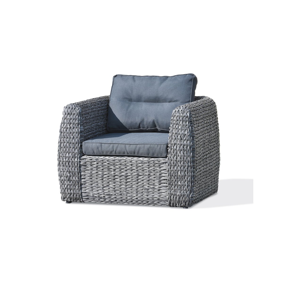Fauteuil 1 place de jardin en résine tessée BAHAMAS gris anthracite, PARIS GARDEN
