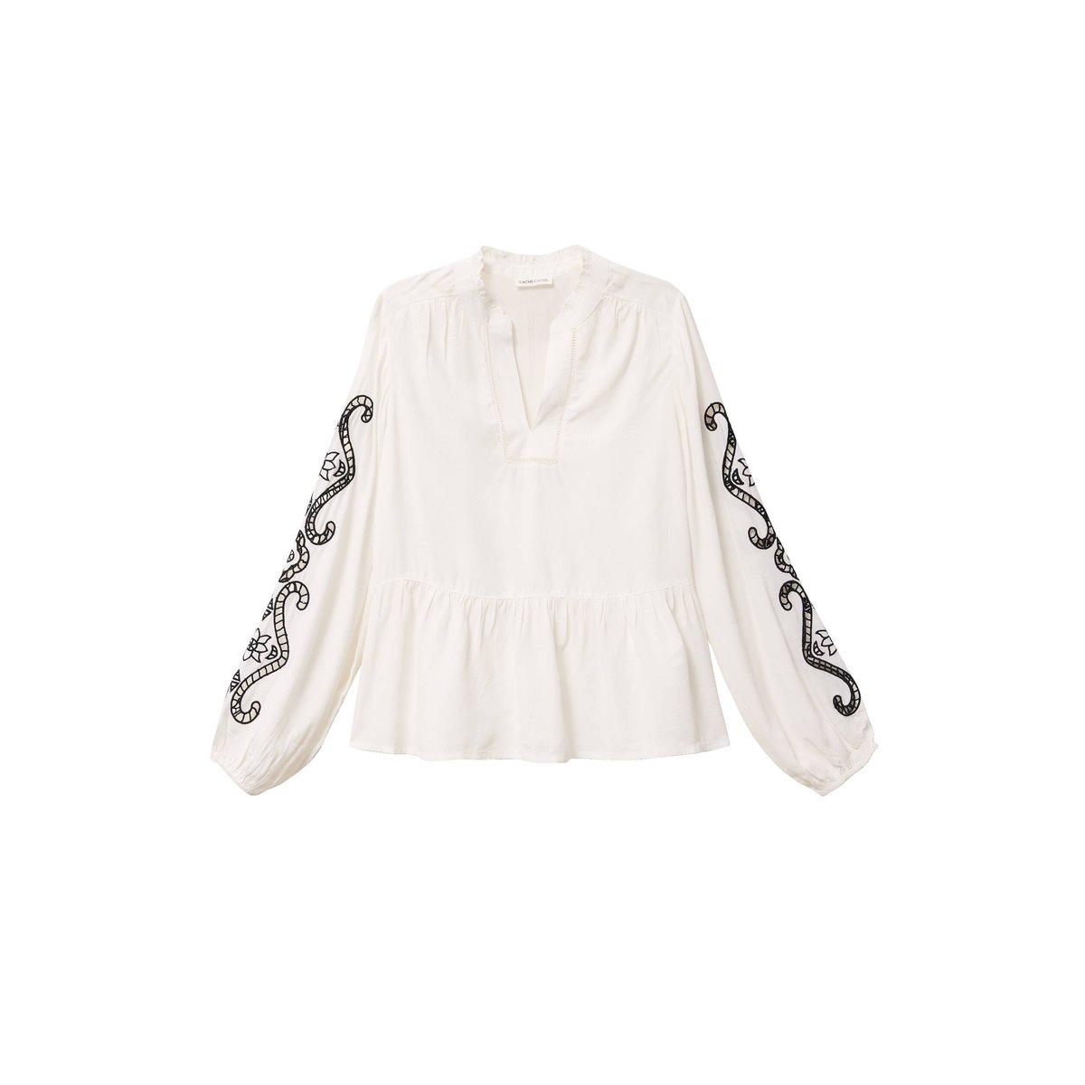 Blouse col v manches longues ecru, CACHE CACHE