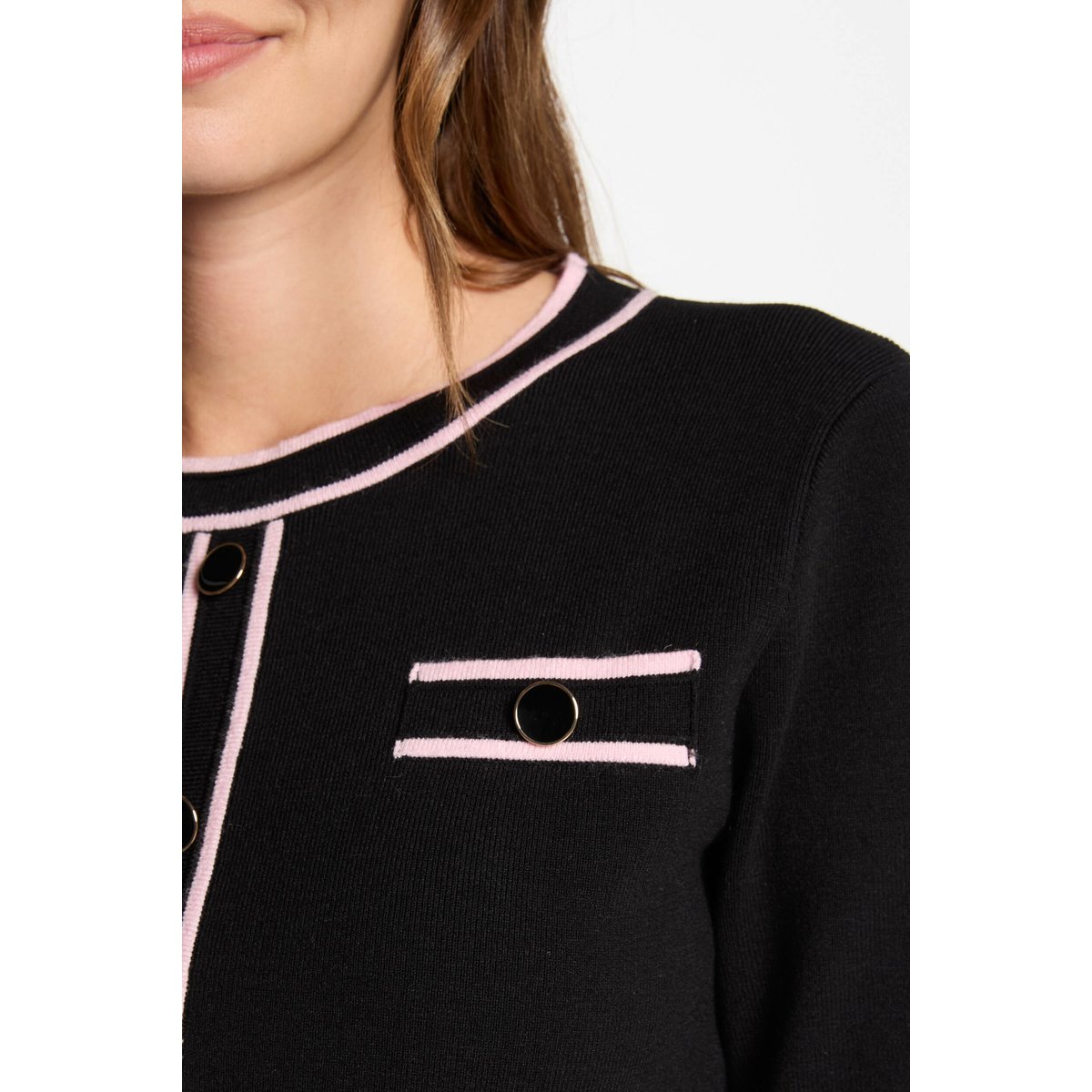 Robe tricot courte ajustée noir, MORGAN