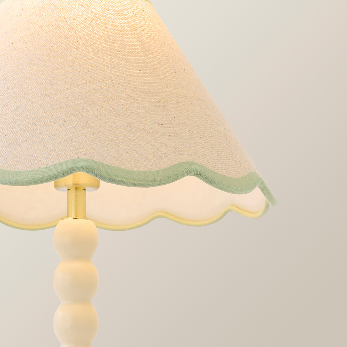 Bobbie Painted Cream Bobbin Table Lamp with Scallop Shade sage green, SO'HOME