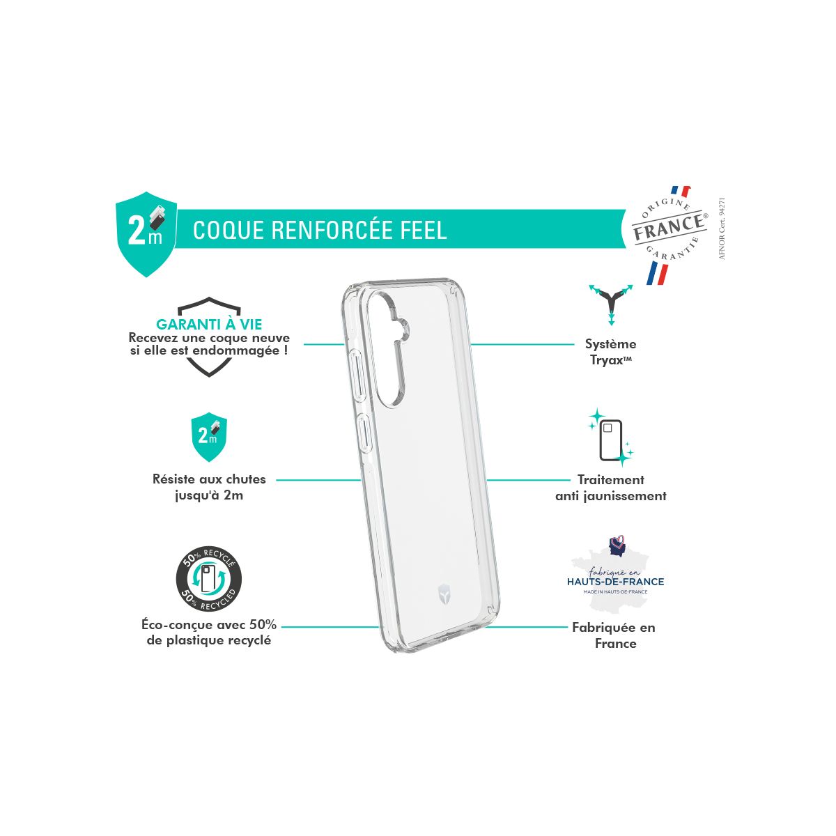 Coque Samsung A25 Transparente couleur unique, FORCE CASE