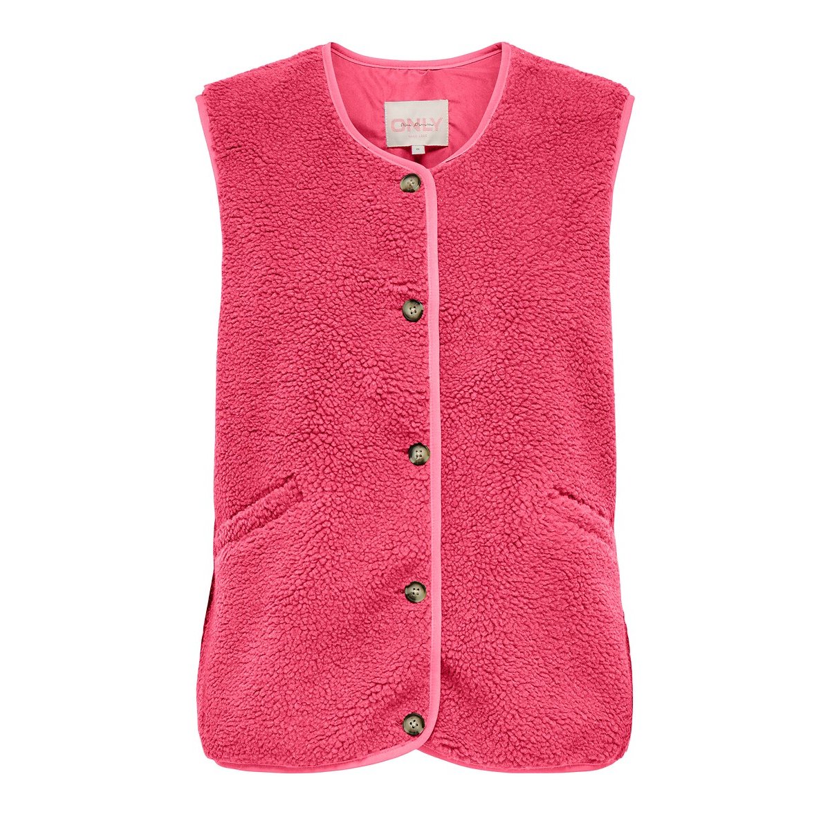 Veste sans manches en sherpa rose, ONLY