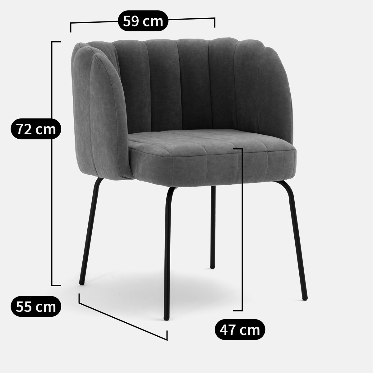 Fauteuil de table velours, Douna bordeaux, LA REDOUTE INTERIEURS