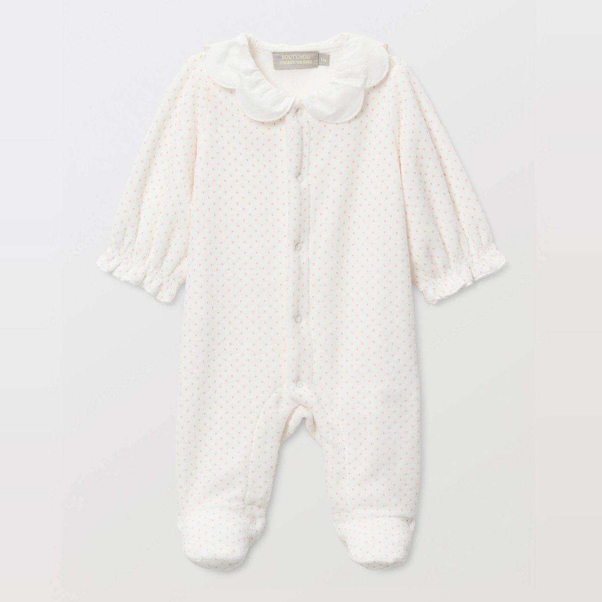 Dors-bien imprimé en velours en coton BIO GOTS ecru, BOUT'CHOU
