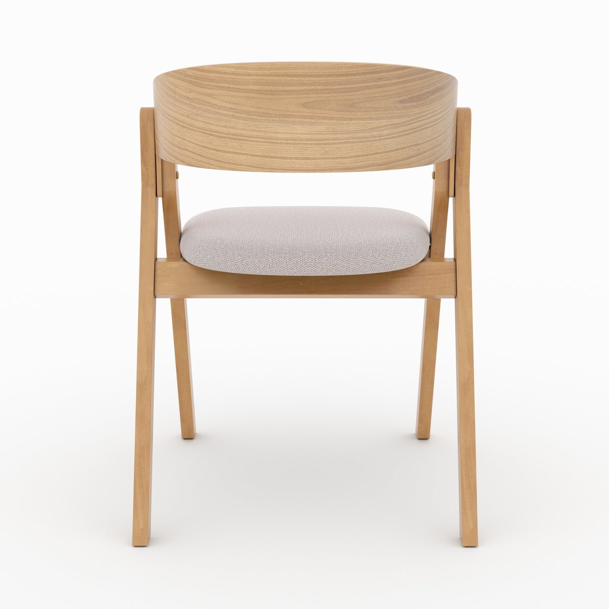 Chaise en bois d'hévéa et tissu - HÉLOÏSE beige, MAISON PAVANE